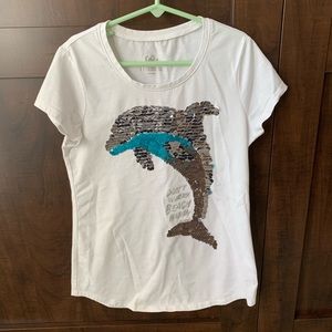 Justice sequins dolphin shirt
